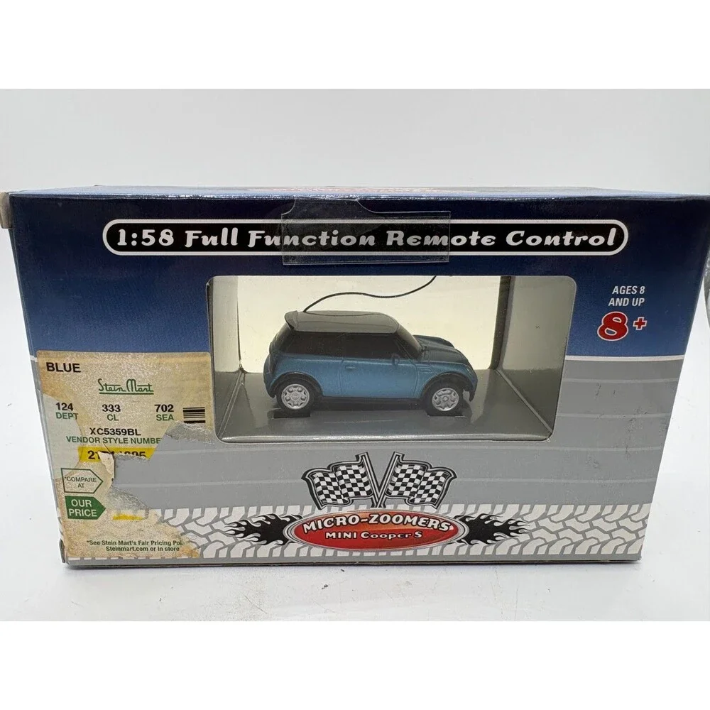 Micro-Zoomers Mini Cooper Toy Car 1:58 Full Function Remote Control Blue Age 8+